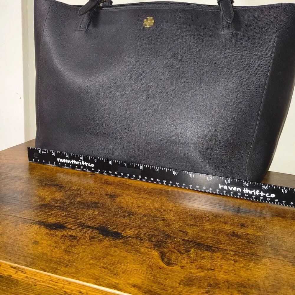 Tory Burch Black Saffiano Leather Tote w/ Gold Hardware